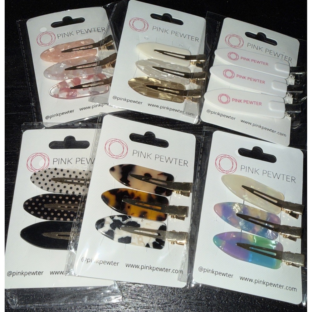 Lot 6-Pink Pewter Creaseless Hair Styling and Sectioning Clips